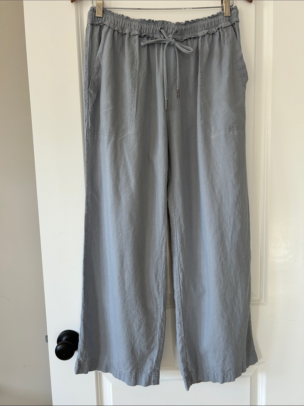 Splendid Linen/Viscose Pants Sz M w MEASUREMENTS 4 Pockets Grey Wide Leg